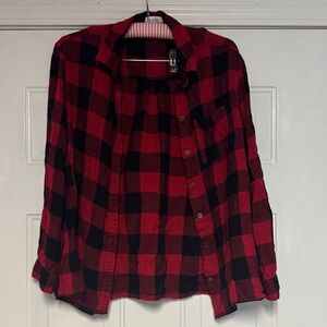 True Craft Red & Black Plaid Flannel Shirt